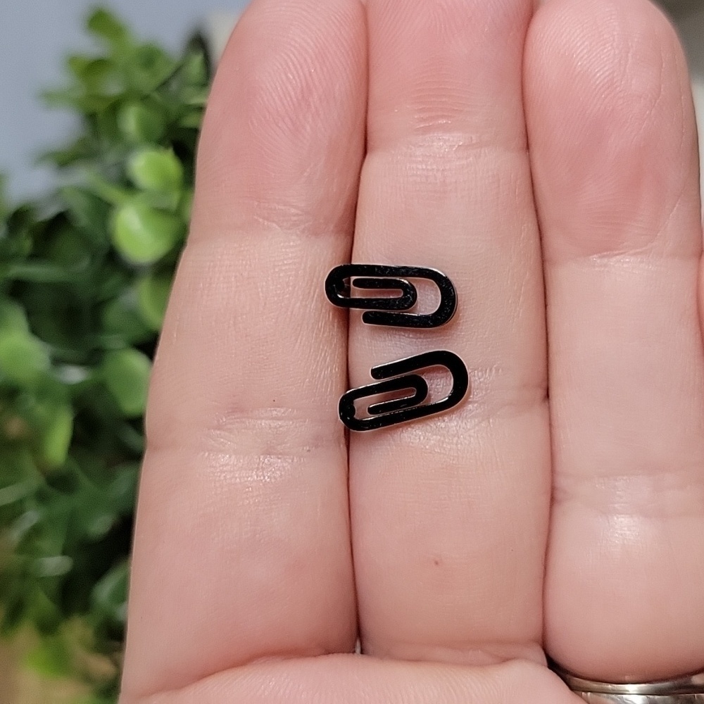 Paperclip Stud Earrings, unisex